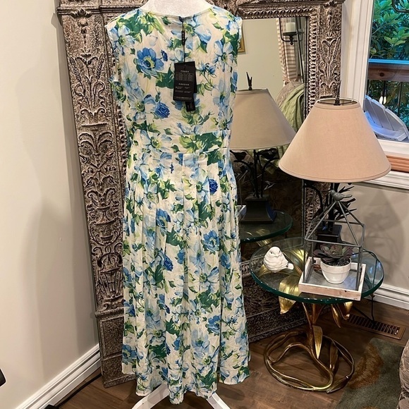 Midi silk/cotton/poly  blend V neck side zip sleeveless floaty dress NWT - Picture 7 of 12